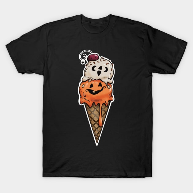 Cute Pumpkin Ice Cream T-Shirt by Bee and Clover Designs